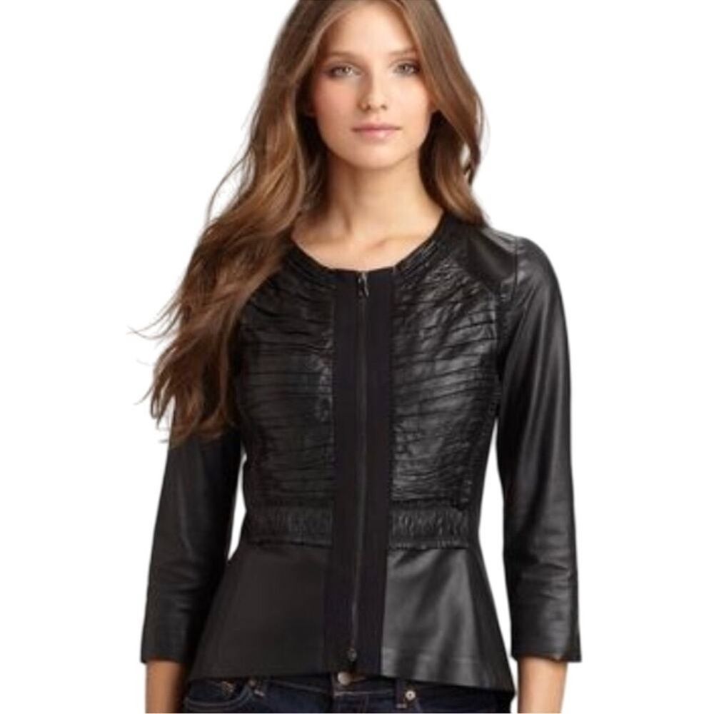 Elie Tahari Black Leather Jacket